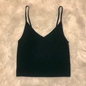 Kendall & Kylie Ribbed Forest Green Tank